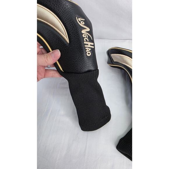 Black & Gold  Golf Head Covers 3pcs Set, Driver Fairway Wood Headcovers 1/ 3 / X - Picture 2 of 13